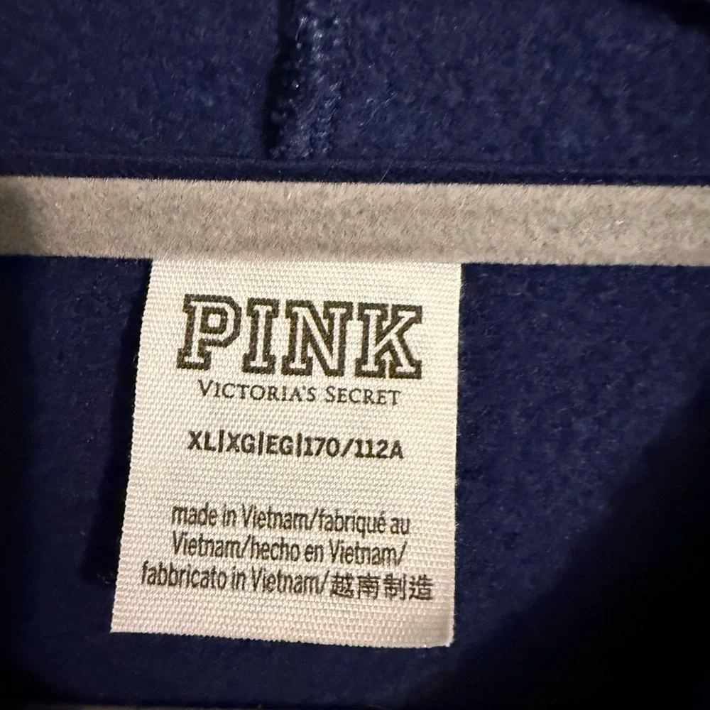 PINK Victoria's Secret Cropped Dark Blue, Sweatshirt Hoodie, Cozy, Relaxed, XL - Picture 2 of 6